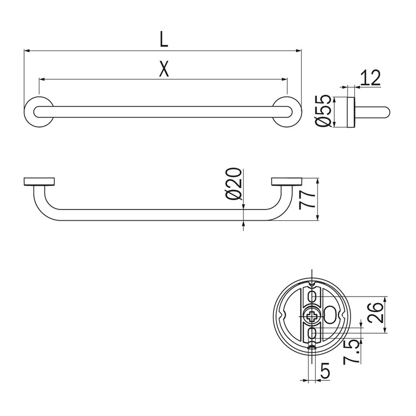 Immagine di Inda FORUM portasalviette L.35 cm, finitura cromo A3690ACR