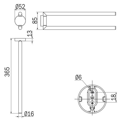 Immagine di Inda GEALUNA portasalviette doppio a snodo, finitura cromo A10150CR