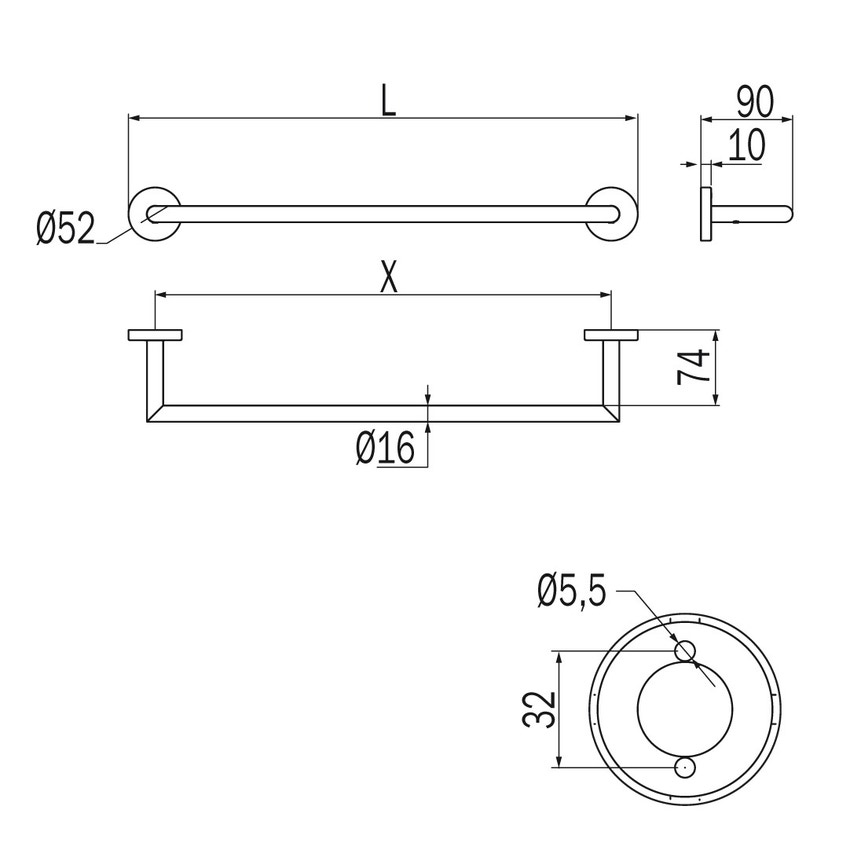 Immagine di Inda GEALUNA portasalviette L.30 cm, finitura cromo A1018ACR