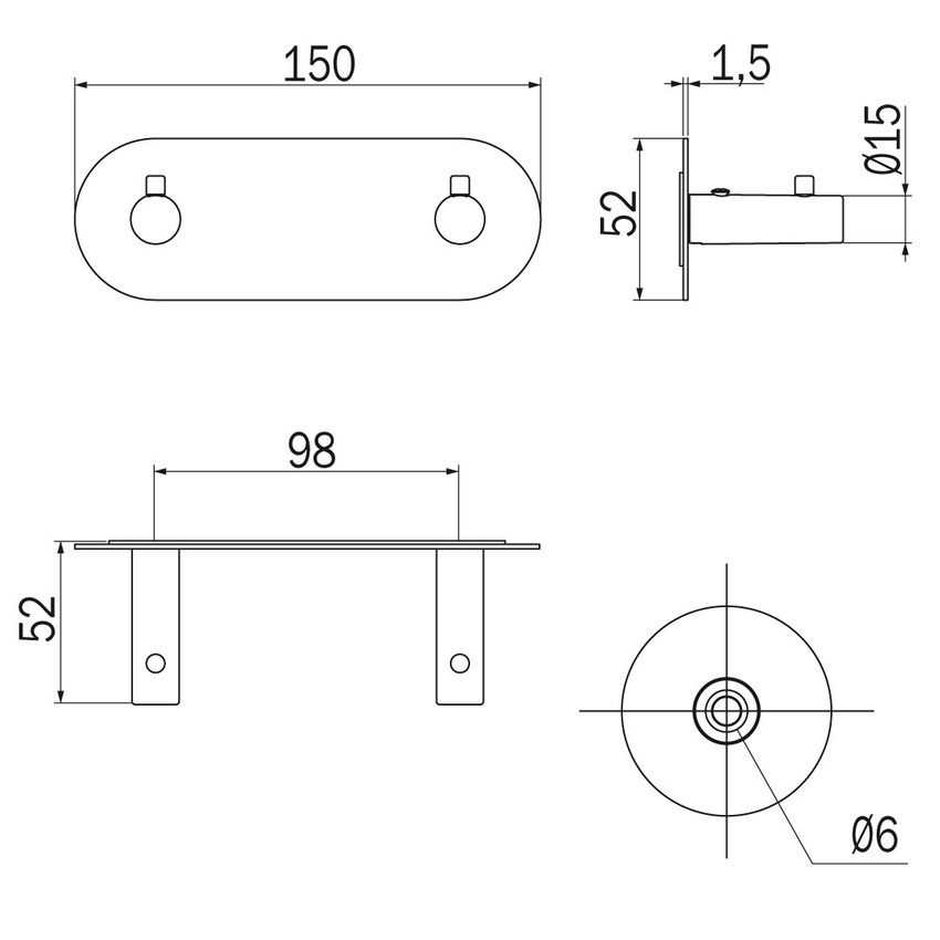 Immagine di Inda GEALUNA appendiabiti doppio, finitura cromo A1020BCR