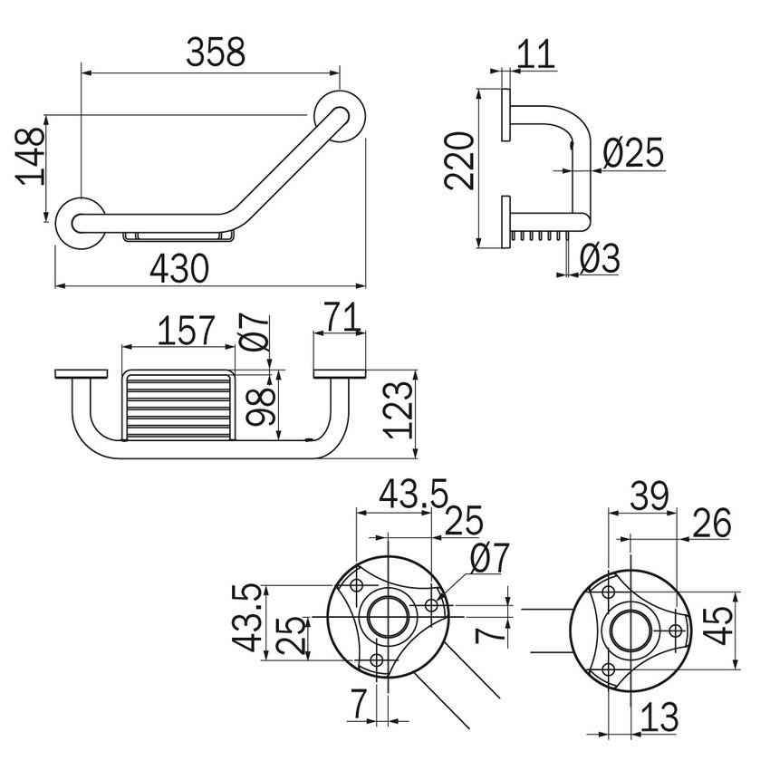 Immagine di Inda FORUM maniglione con cestino 1.500N (150 Kg), finitura cromo A36920CR