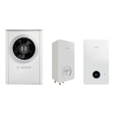 Immagine di Bosch Hybrid Optimum Sistema ibrido composto da pompa di calore con unità interna CSH7000iAW 5 OR e caldaia a condensazione compatta combinata GC2300W 24/30 C per riscaldamento, raffrescamento e ACS 7735210076