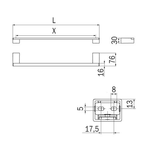 Immagine di Inda LOGIC portasalviette, L.50 cm, colore nero finitura opaco A5518BNE