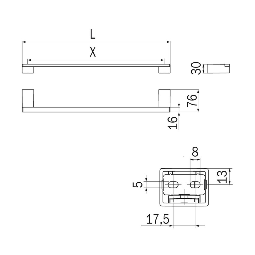 Immagine di Inda LOGIC portasalviette, L.50 cm, colore nero finitura opaco A5518BNE