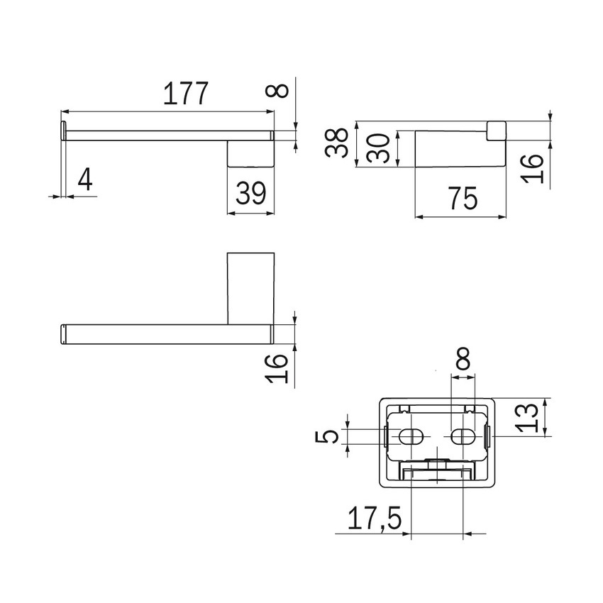 Immagine di Inda LOGIC portarotolo, colore nero finitura opaco A5525ANE