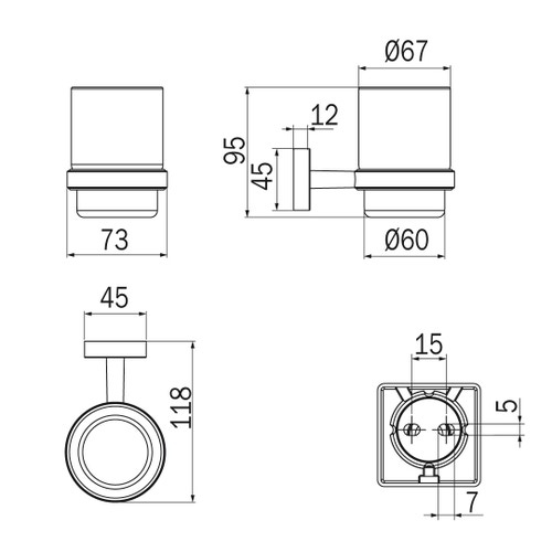 Immagine di Inda FORUM QUADRA porta bicchiere, finitura cromo e vetro satinato A30100CR21