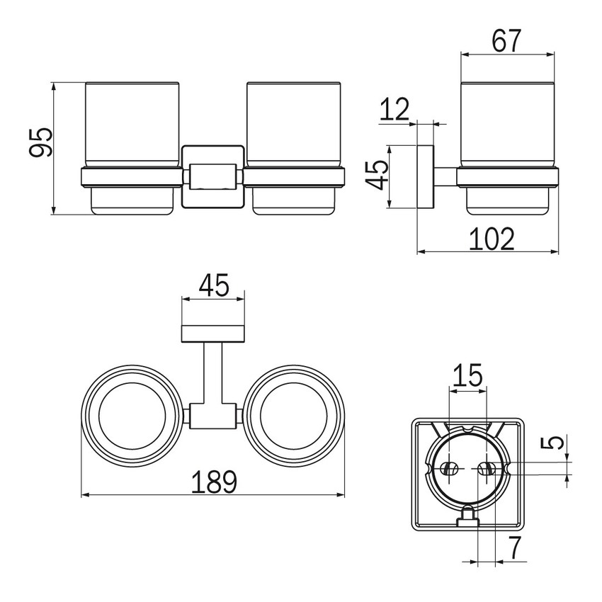 Immagine di Inda FORUM QUADRA porta bicchiere, finitura cromo e vetro satinato A3010DCR21