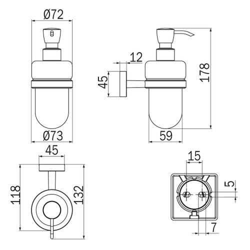 Immagine di Inda FORUM QUADRA dispenser sapone, finitura cromo A30120CR21