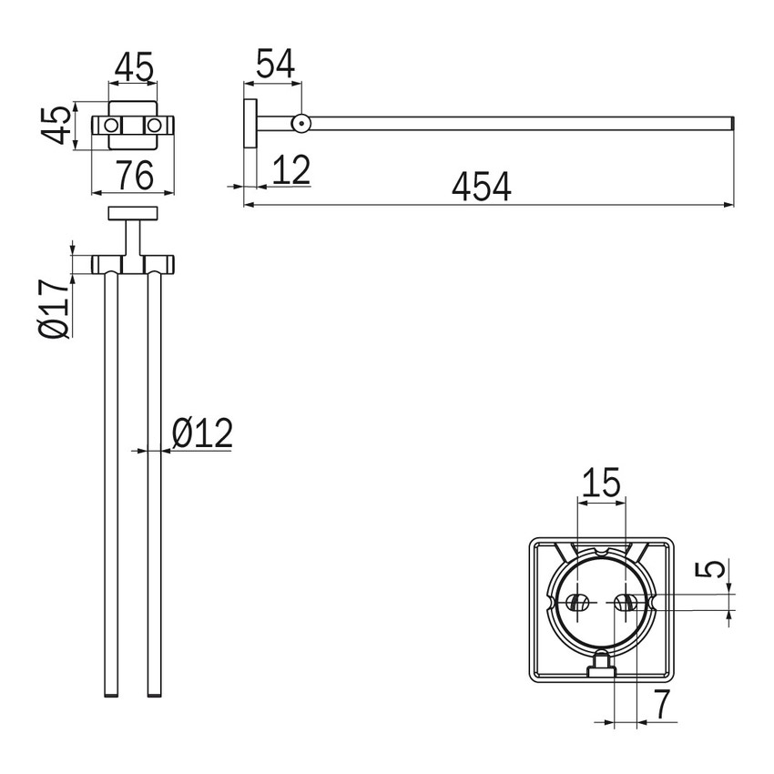 Immagine di Inda FORUM QUADRA porta salviette a snodo, finitura cromo A30150CR
