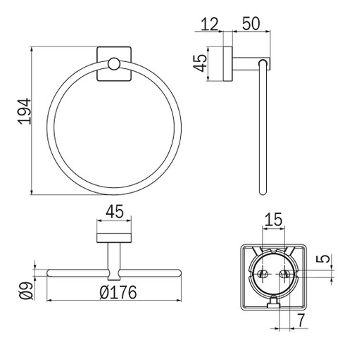 Immagine di Inda FORUM QUADRA porta salviette ad anello, finitura cromo A30160CR