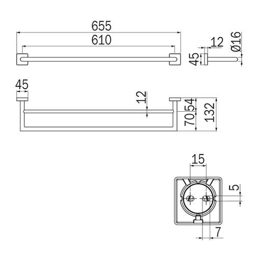 Immagine di Inda FORUM QUADRA porta salviette doppio L.66 cm, finitura cromo  A3019CCR