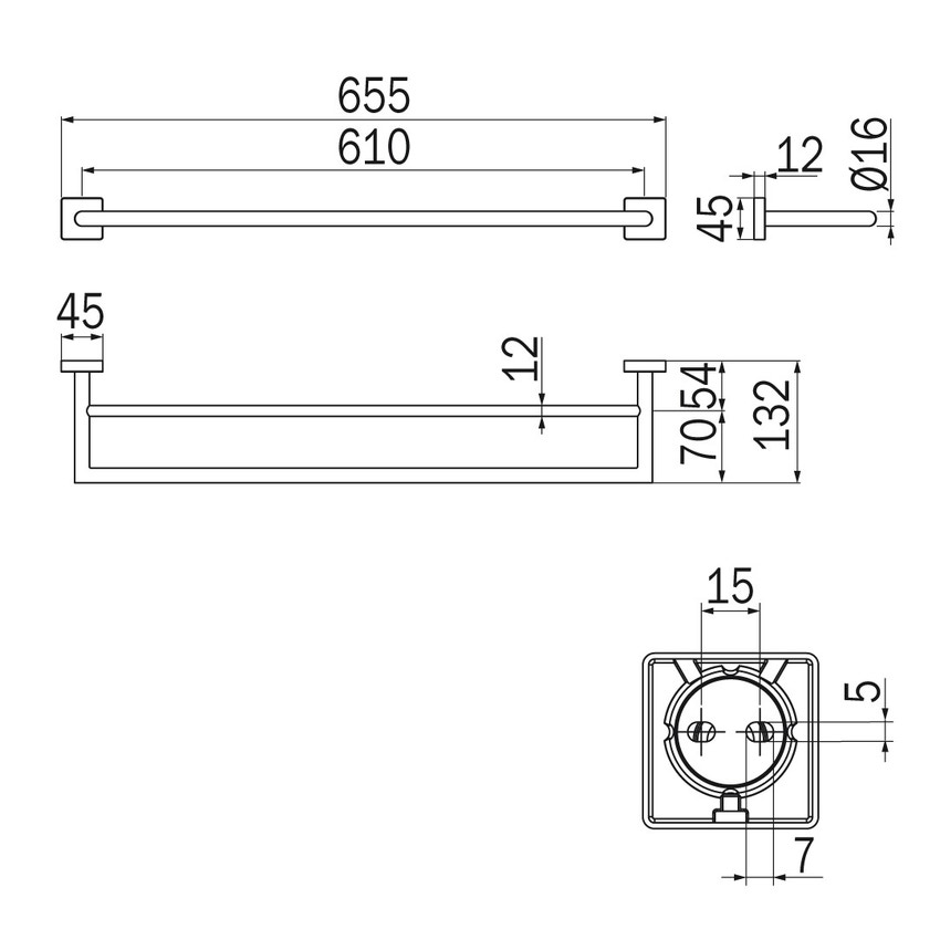 Immagine di Inda FORUM QUADRA porta salviette doppio L.66 cm, finitura cromo  A3019CCR