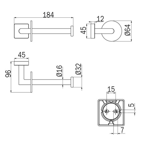 Immagine di Inda FORUM QUADRA porta rotolo, finitura cromo A30250CR