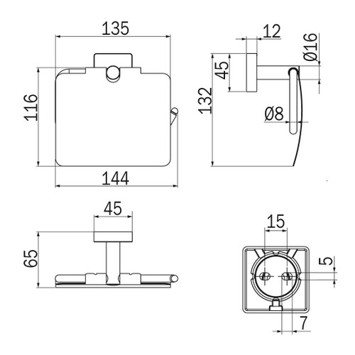 Immagine di Inda FORUM QUADRA porta rotolo, finitura crmo A30260CR