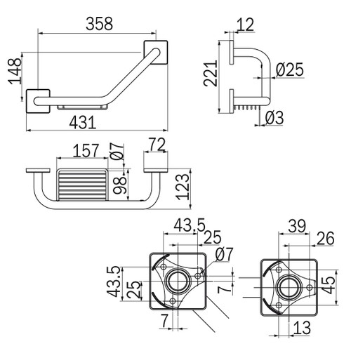 Immagine di Inda FORUM QUADRA maniglione con cestino, finitura cromo A30920CR
