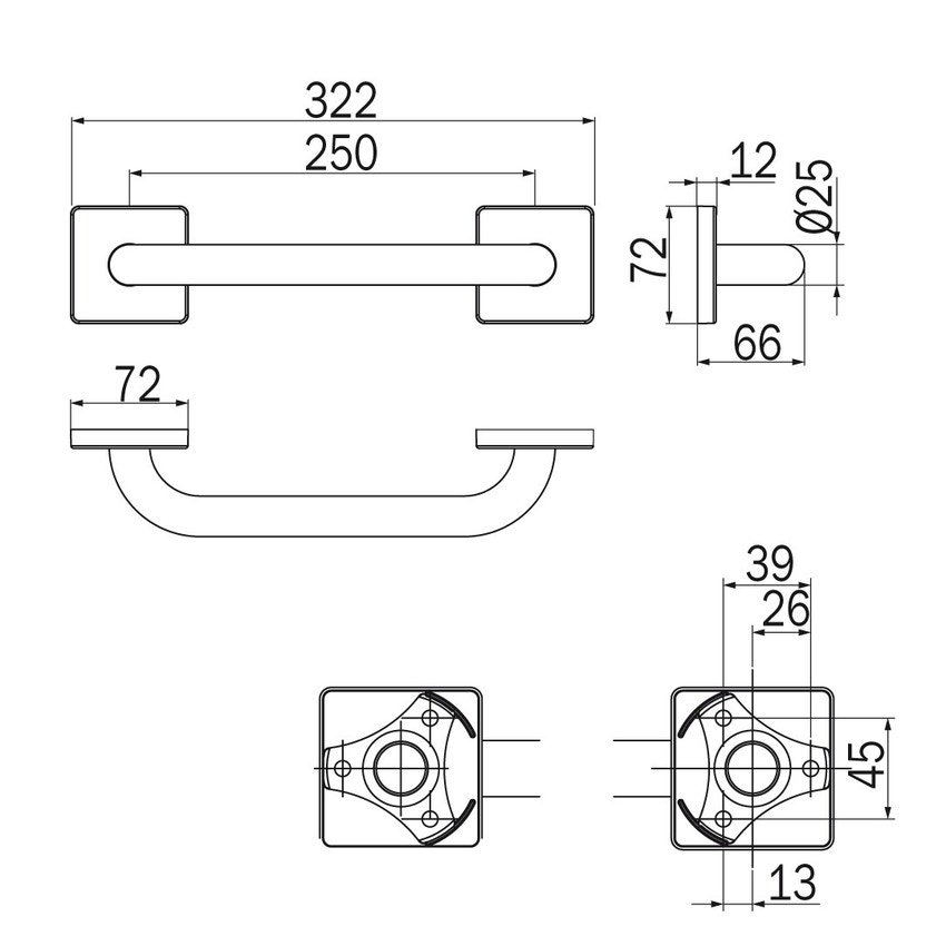 Immagine di Inda FORUM QUADRA maniglia per vasca L.25 cm, finitura cromo A30950CR