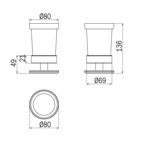 Immagine di Inda TOUCH portabicchiere da appoggio con bicchiere in vetro satinato, finitura cromo A4610ZCR21