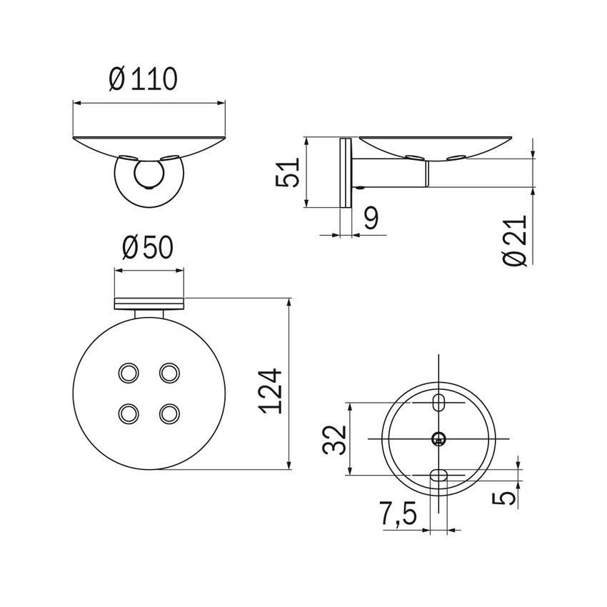 Immagine di Inda TOUCH portasapone a parete con bacinella in ottone, finitura cromo A4611MCR