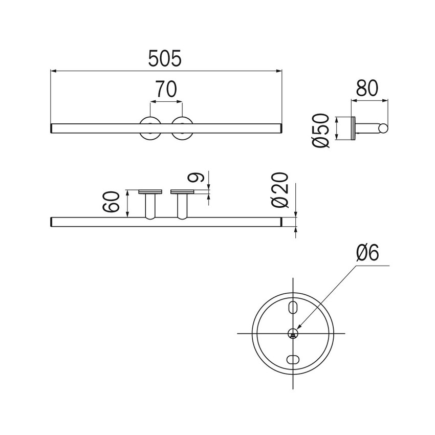 Immagine di Inda TOUCH portasalviette doppio L.55 cm, finitura cromo A4618BCR
