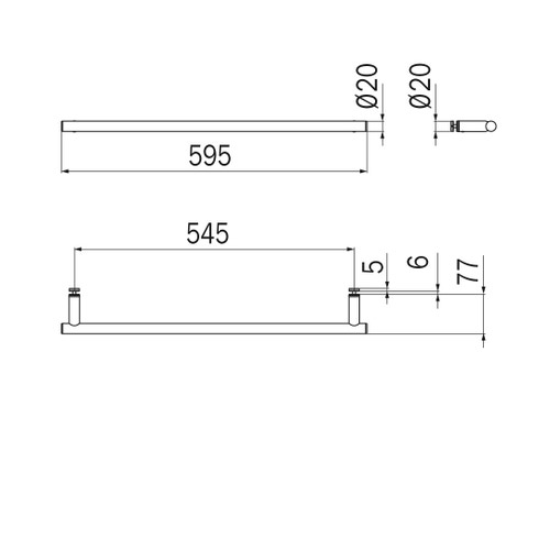 Immagine di Inda TOUCH portasalviette per pareti in vetro o mobili L.60 cm, finitura cromo A4618UCR