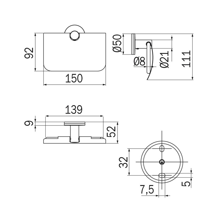 Immagine di Inda TOUCH portarotolo con coperchio, finitura cromo A4626BCR