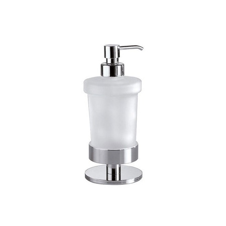 Immagine di Inda TOUCH spandisapone da appoggio con contenitore in vetro satinato, erogatore in ottone, finitura cromo A4667ZCR21