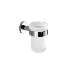 Immagine di Inda TOUCH portabicchiere a parete con bicchiere in vetro satinato, finitura cromo A46100CR21