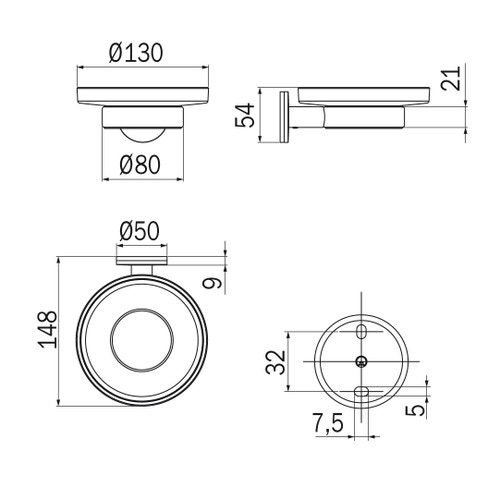 Immagine di Inda TOUCH portasapone a parete con bacinella in vetro satinato, finitura cromo A46110CR21