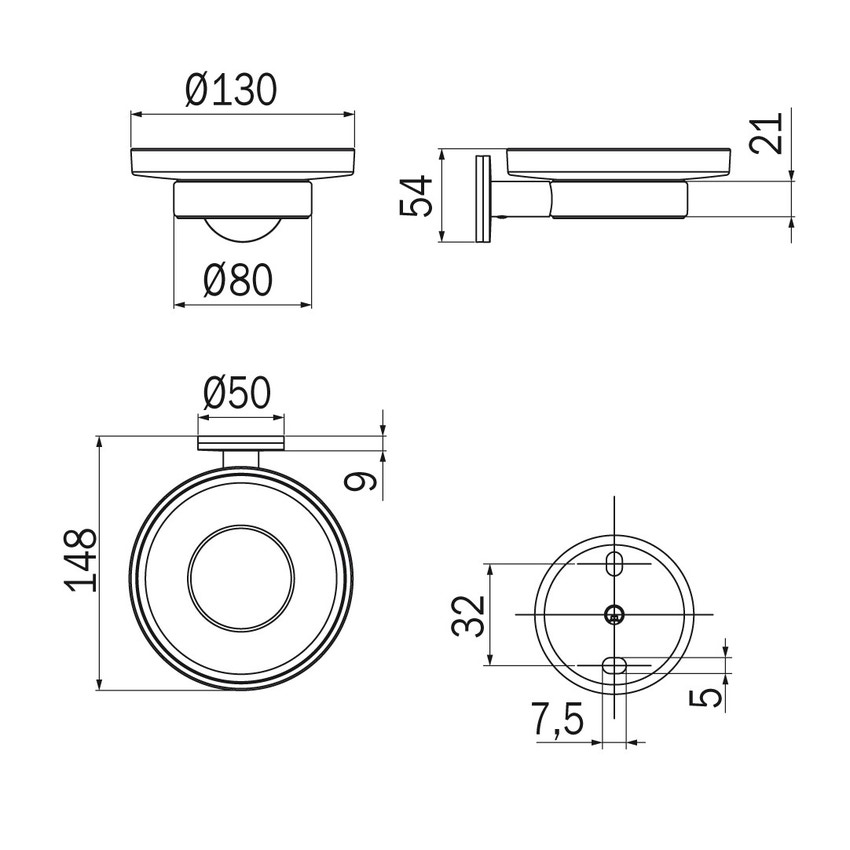Immagine di Inda TOUCH portasapone a parete con bacinella in vetro satinato, finitura cromo A46110CR21