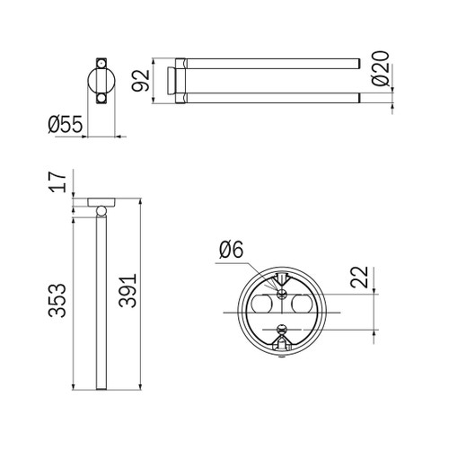 Immagine di Inda TOUCH portasalviette doppio a snodo, finitura cromo A46150CR