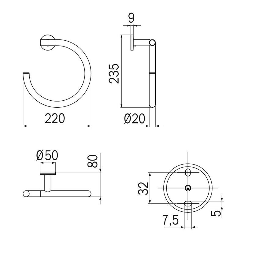 Immagine di Inda TOUCH portasalviette ad anello, finitura cromo A46160CR