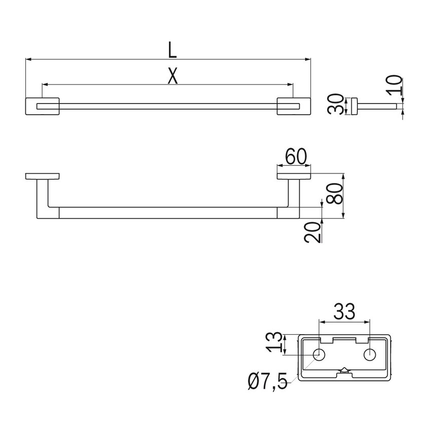 Immagine di Inda LEA portasalviette L.60 cm, finitura cromo A1818CCR