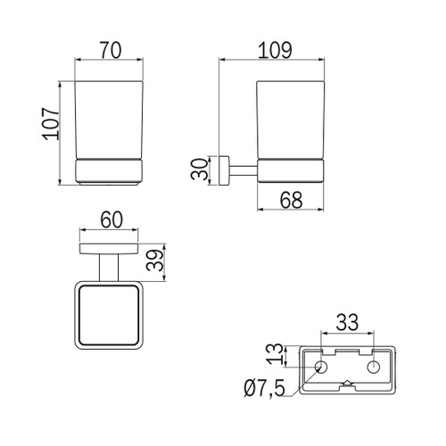 Immagine di Inda LEA portabicchiere a parete con bicchiere in vetro satinato, finitura cromo A18100CR21