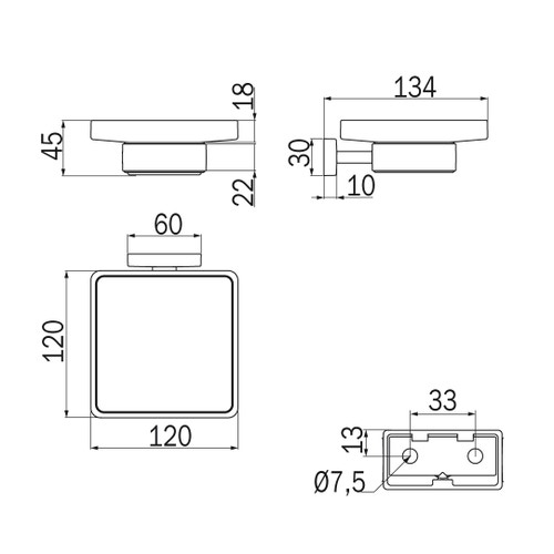 Immagine di Inda LEA portasapone a parete con bacinella in vetro satinato, finitura cromo A18110CR21