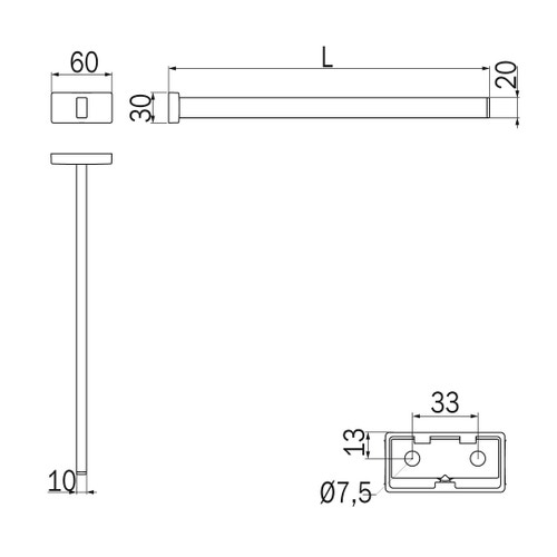 Immagine di Inda LEA porta salviette singolo L.45 cm, finitura cromo A18150CR
