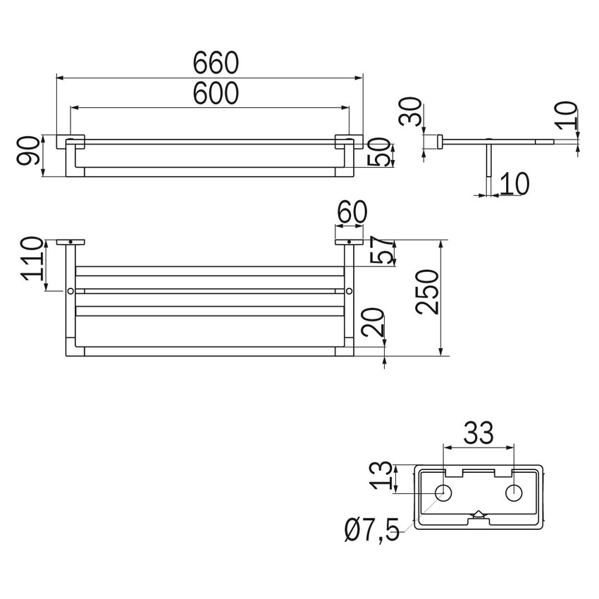 Immagine di Inda LEA portateli L.66 cm, finitura cromo A18680CR