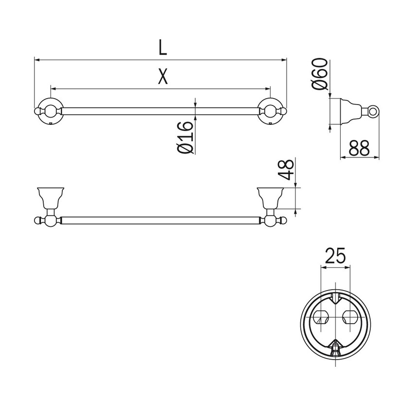 Immagine di Inda RAFFAELLA portasalviette L.73 cm, finitura cromo e oro A3218CCD