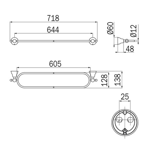 Immagine di Inda RAFFAELLA mensola in cristallo satinato temperato L.71,8 cm, finitura bronzo A32080BZ21