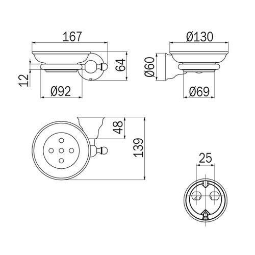 Immagine di Inda RAFFAELLA portasapone a parete, finitura oro A32110DR21