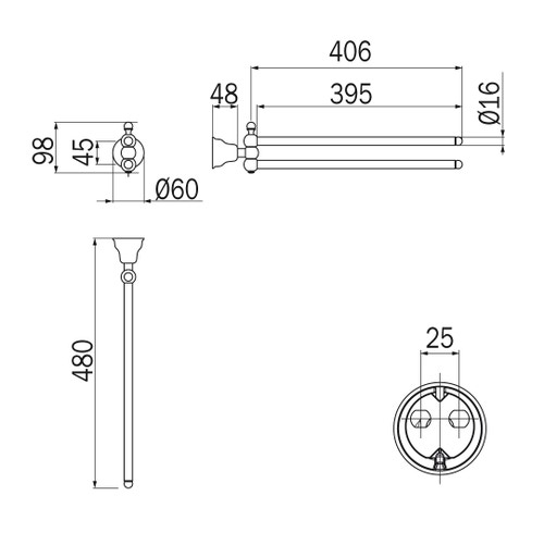 Immagine di Inda RAFFAELLA portasalviette doppio a snodo, finitura cromo A32150CR