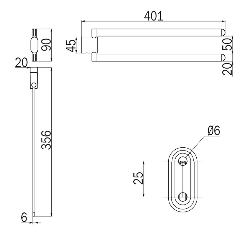 Immagine di Inda MITO portasalviette doppio a snodo, finitura cromo A20150CR