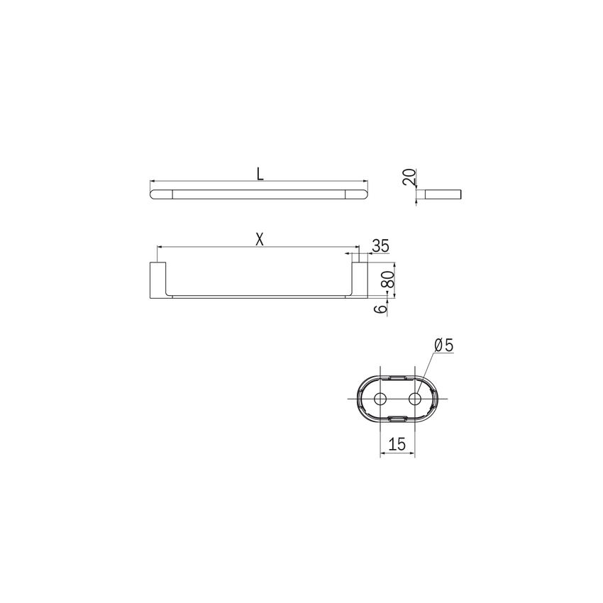 Immagine di Inda MITO portasalviette L.49 cm, finitura cromo e nero opaco A2018BNC