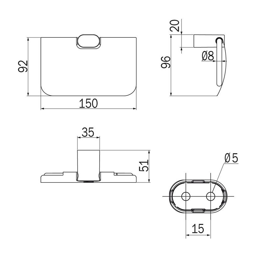 Immagine di Inda MITO portarotolo con coperchio, finitura cromo A20260CR