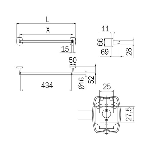 Immagine di Inda EXPORT portasalviette L.35 cm, tagliabile a misura, finitura cromo A2218ACR