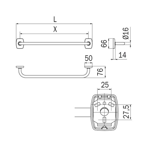 Immagine di Inda EXPORT portasalviette L.35 cm, finitura cromo A2290ACR
