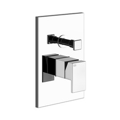 Immagine di Gessi RETTANGOLO SHOWER miscelatore doccia a parete 2 uscite, con deviatore automatico bagno/doccia, finitura cromo 44604#031