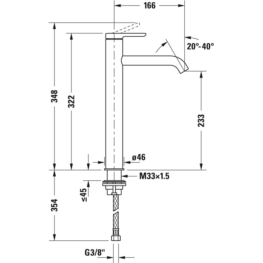 Immagine di Duravit C.1 miscelatore monocomando, a leva, taglia XL, senza scarico e saltarello, colore nero finitura opaco C11040002046