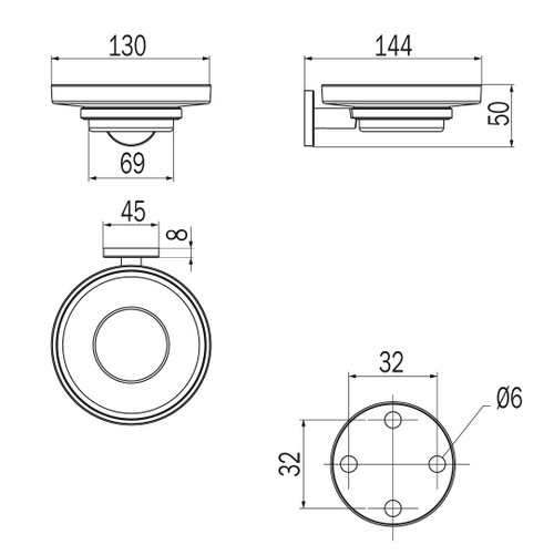 Immagine di Inda ONE portasapone a parete, con bacinella in vetro extrachiaro, finitura cromo A24110CR03
