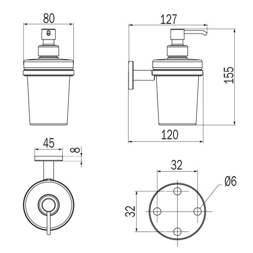 Immagine di Inda ONE spandisapone a parete, con contenitore in vetro extrachiaro trasparente, finitura cromo A24120CR03