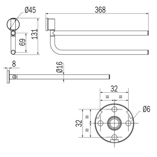 Immagine di Inda ONE portasalviette doppio a snodo, finitura oro A2415BDR